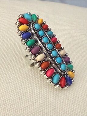 Multicolor Teardrop Sterling-Style Statement Ring - Women Jewelry